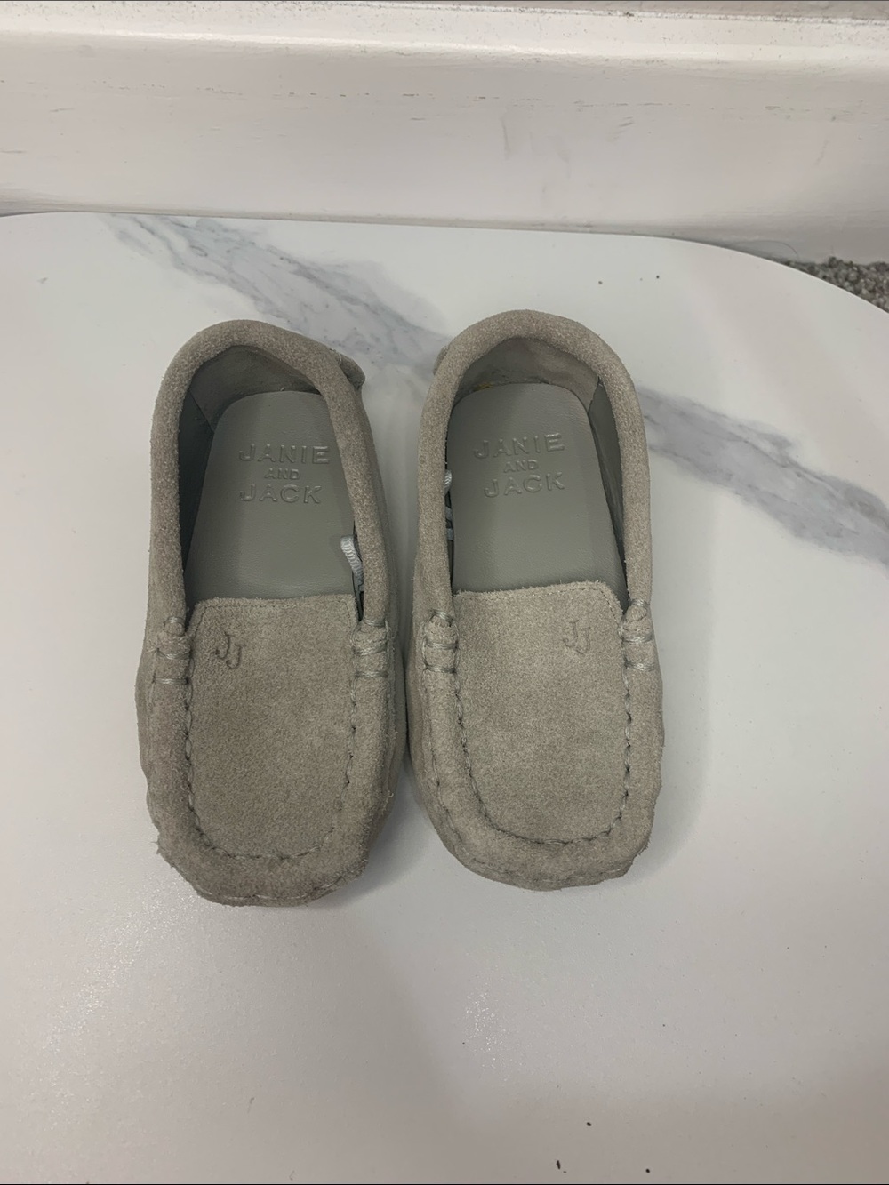 Janie and Jack Grey Suede Moccasin Slippers for Kids
